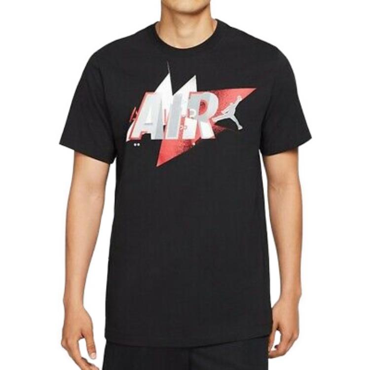 Jordan T Shirts Men's Black Crew Neck Moderate Straight Fit CZ8395-010