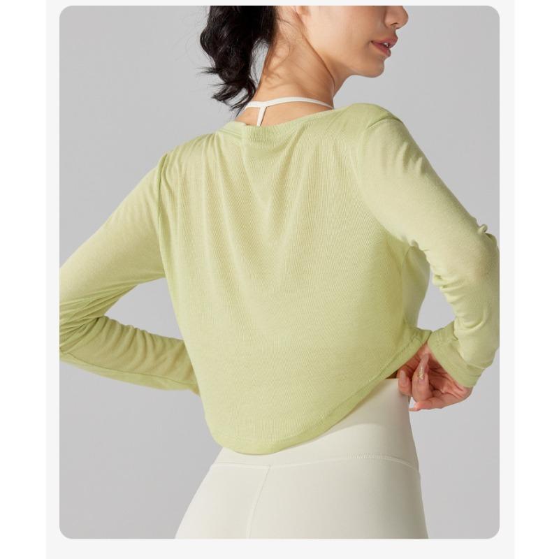 Women's Blouse Yoga Long Sleeve Loose Breathable V-Neck Sports Quick Dry Running Fitness Clothing