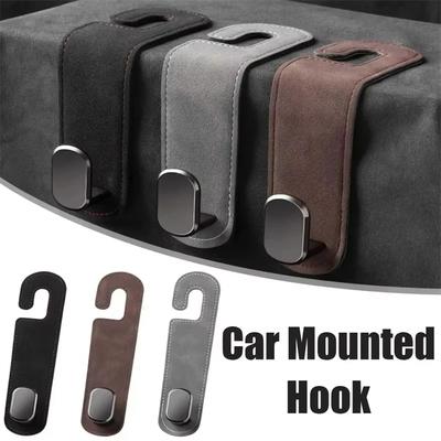 1Pc Universal Car Suede Alloy Seat Hook Stowing Rear Seat Headrest Hook Storage Hanger Hanging Hooks Interior Car Accessories