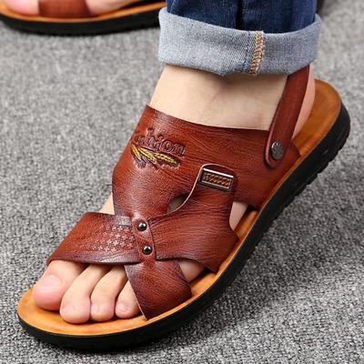 Heren Zomer Sandalen Leer Comfortabele Slip-on Casual Sandalen Mode Heren Pantoffels