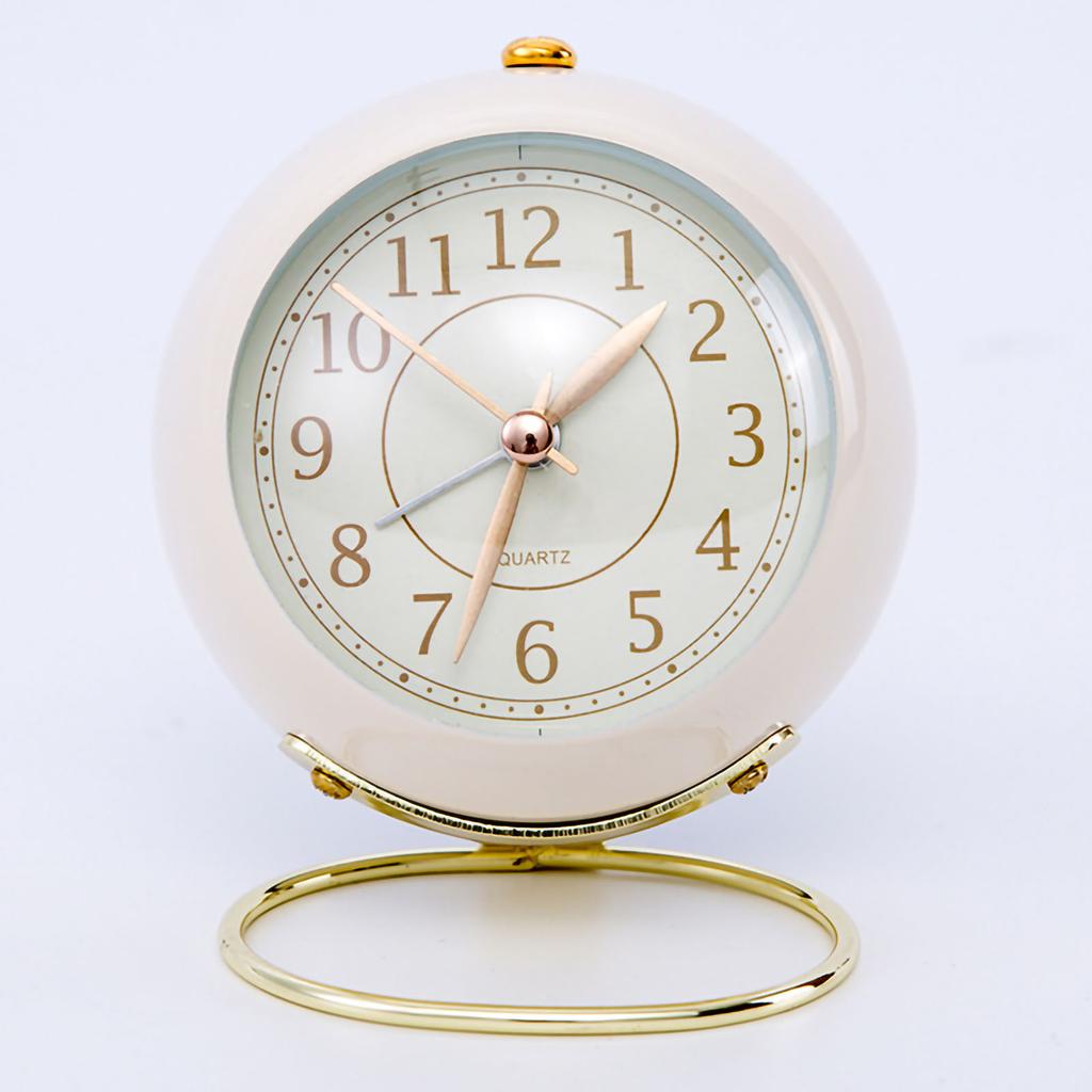 European Style Metal Clock Ingenious Mute Round Children Electronic Quartz Alarm Clock for Living