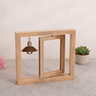 Double-Sided Wooden Picture Frame Square Creative Flip Photo Frame Rotate Hollow Commemorative Photo Frame Bedroom
