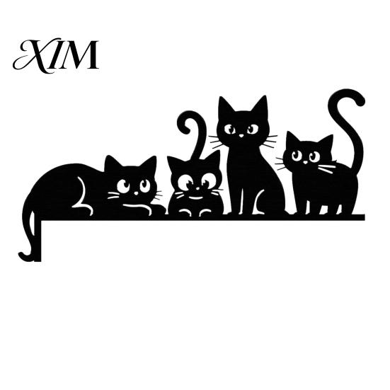 Modern Home Wall Decorations Metal Cat Door Topper, Cute Cats Frame Decor, Black Art, Iron Hangings Minimalist Decoration for Living Room Bedroom
