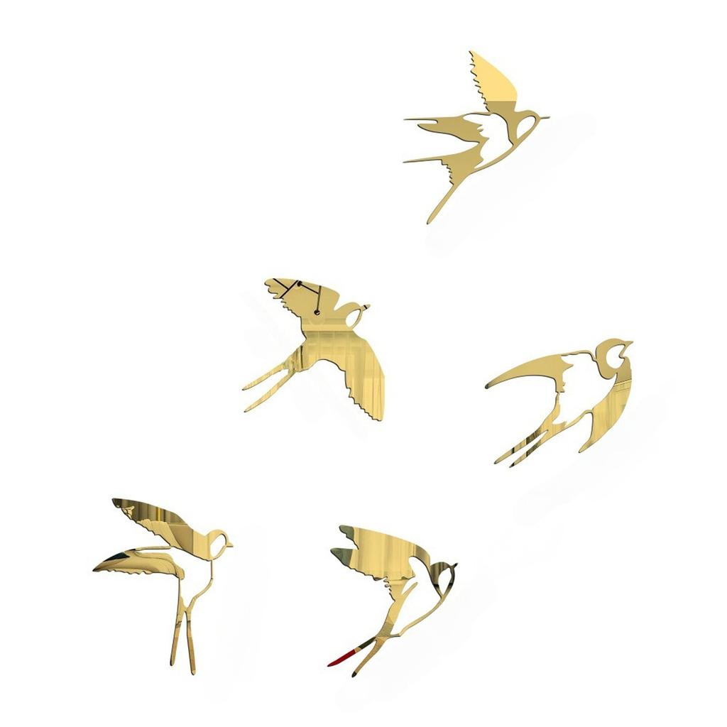 Acrylic Mirror Bird Wall Stickers Self Adhesive Mirror Wall Decor Removable for Living Room Bedroom Bathroom Decoration