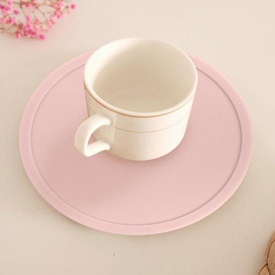 2Pcs 10CM Silicone Coaster Heat-resistant Non-slip Raised Edge Spill-proof Countertop Round Drink Coffee Tea Cup Holder Kitchen Supplies