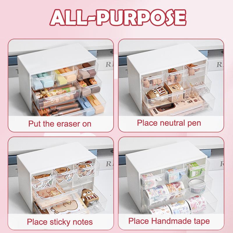 Multi-Layer Desktop Storage Box Large Capacity Dustproof Organizing Box Multifunctional Transparent Six Grid Drawer Storage Box