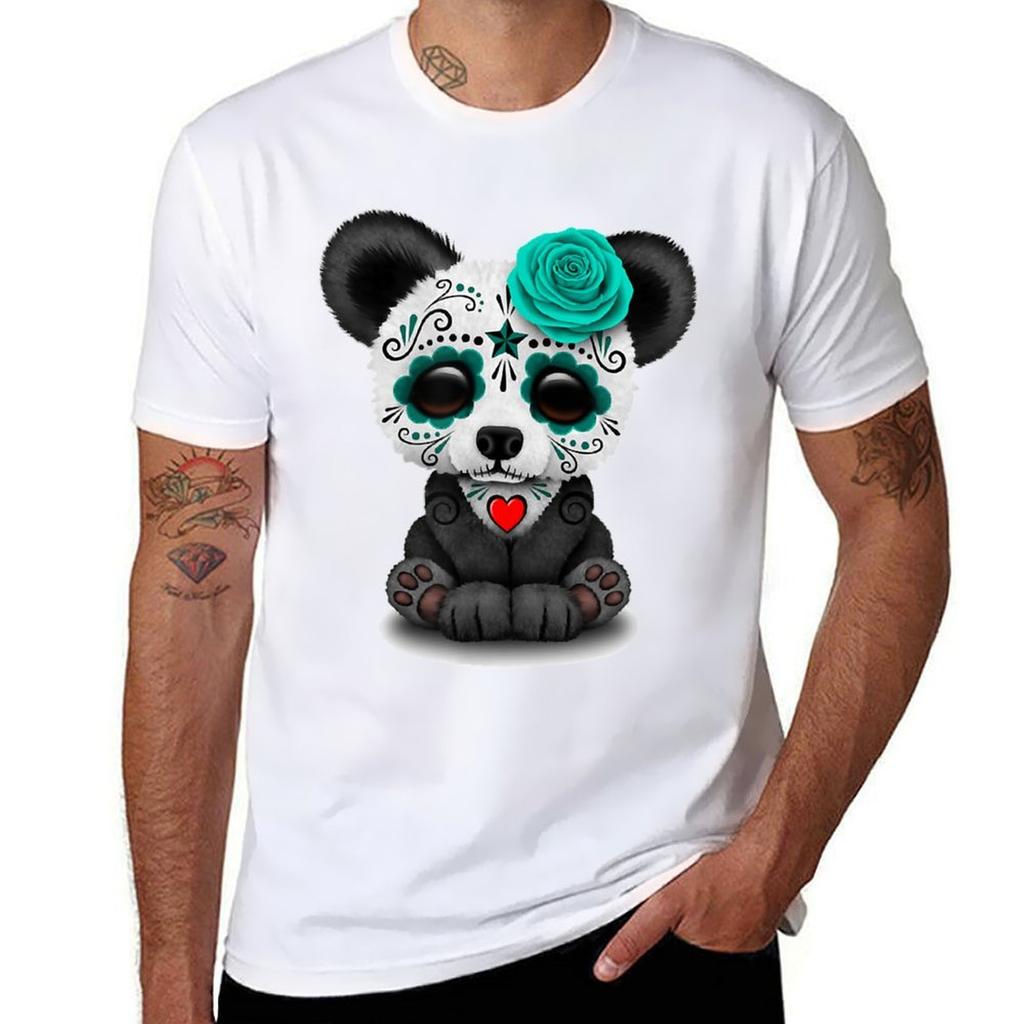 Sugar Skull Panda Day Of The Dead Halloween Cinco De Mayo TShirt Trendy Pattern TShirt for Men