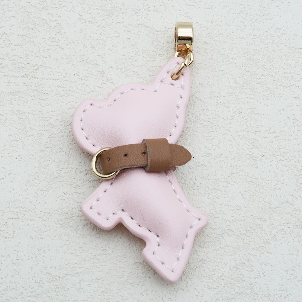 Handmade French Bulldog Genuine Leather Keychain with Anti-Lost Woven Rope Lanyard.