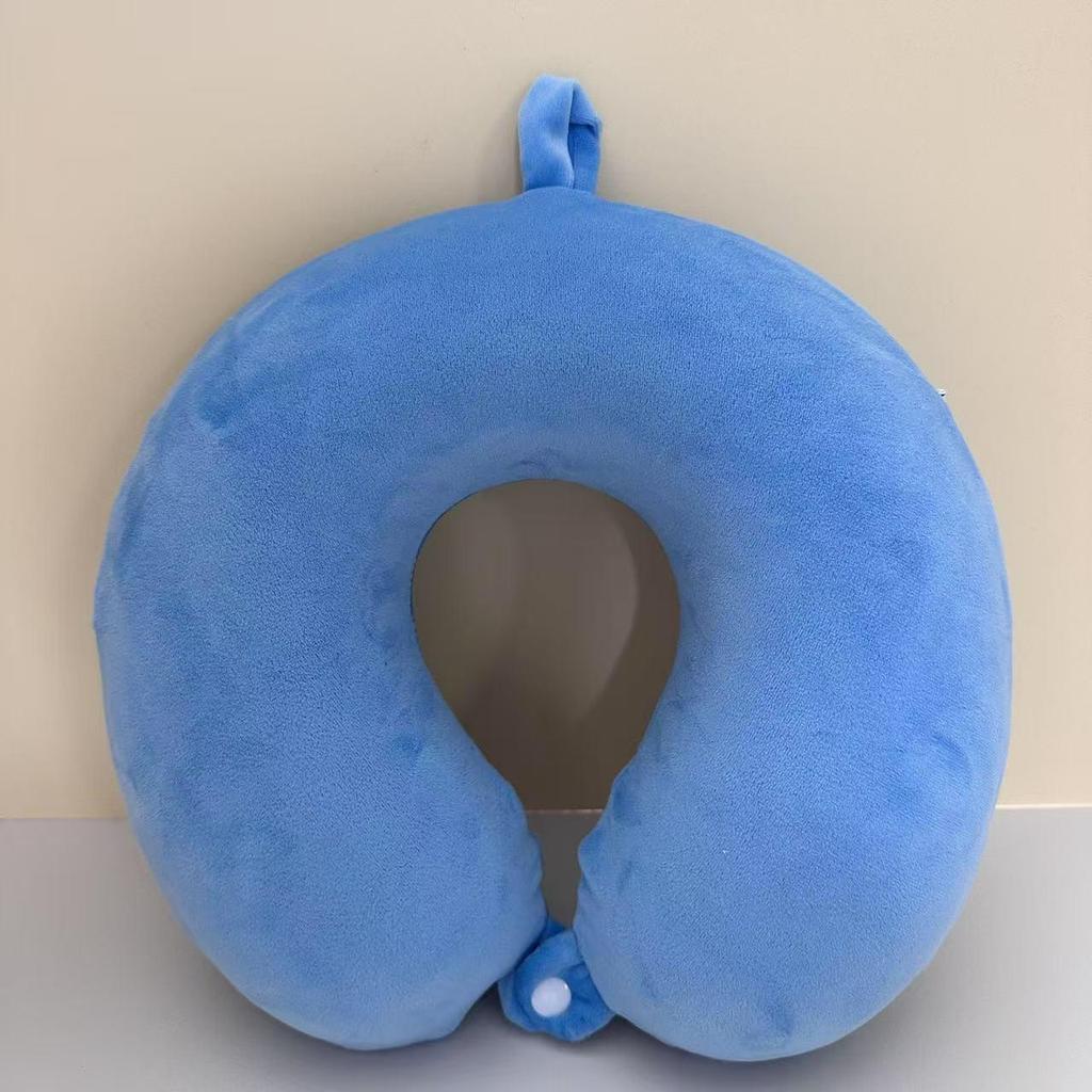 Portable Memory Foam U-shaped Travel Neck Pillow - Crystal Velvet Office & Airplane Nap Support