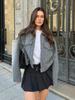 Spring/Autumn New Women's Pearl Leather Wool Short Loose Casual Wool Coat
