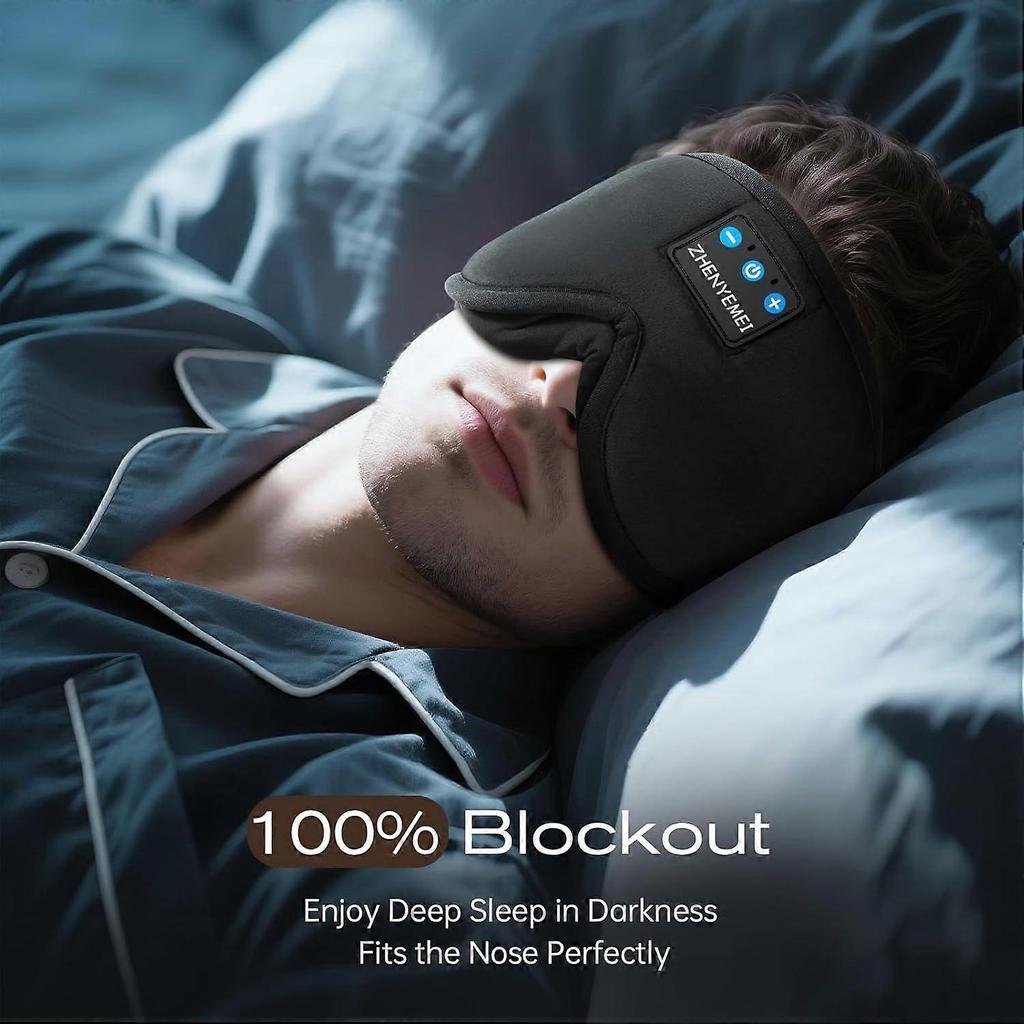 3D spánková maska s Bluetooth sluchátky, Spací sluchátka pro boční spáče, Bezdrátová hudební maska na oči s ultratenkým stereo