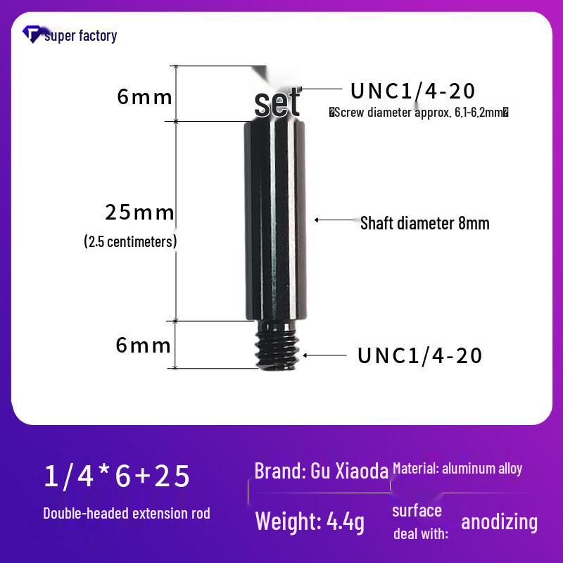 Aluminum Alloy Tripod Extension Rod with 1/4 Screw and 3/8 Interface for Light Stands and Camping