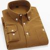 Men Velvet Corduroy Sleeved Shirt Casual Top Loose Pure Color Dad Clothing Suitable Middle-aged Elderly
