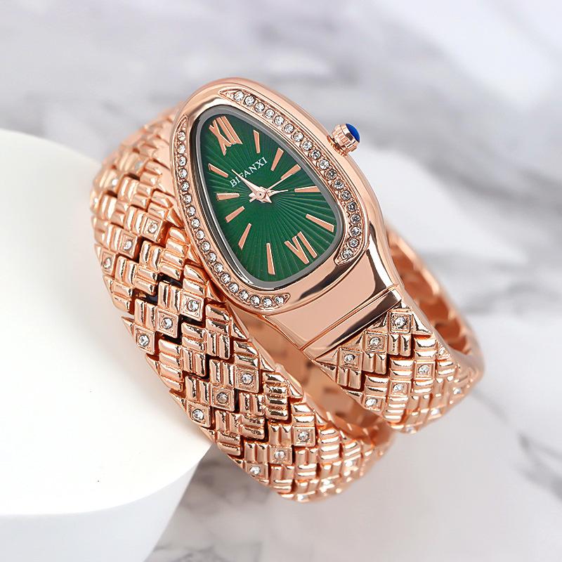 Serpentine with Grain Bracelet Watch Wound Three-pin Quartz Watch Small Dial with Diamonds Light Luxury Niche Temperament Women's Watch