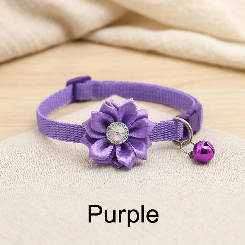 

Colorful Adjustable Pet Collar with Flower Bell Cute Design for Cats and Dogs 7 Vibrant Colors Pet Accessories фиолетовый