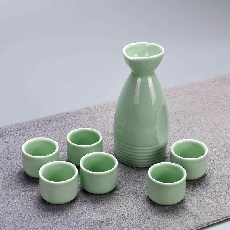 

7Pcs/set Ceramics Japanese Style Sake Pot Cup Set 1 Bottle 6 Wine Cups Household Sake Dispenser Barware Tableware Gifts New