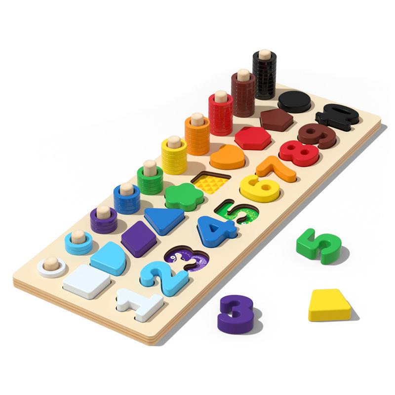 Montessori Counting Stacking and Mathematical Sorting Game Digital Block Puzzle Cognitive Educational Toy Gift for Toddlers