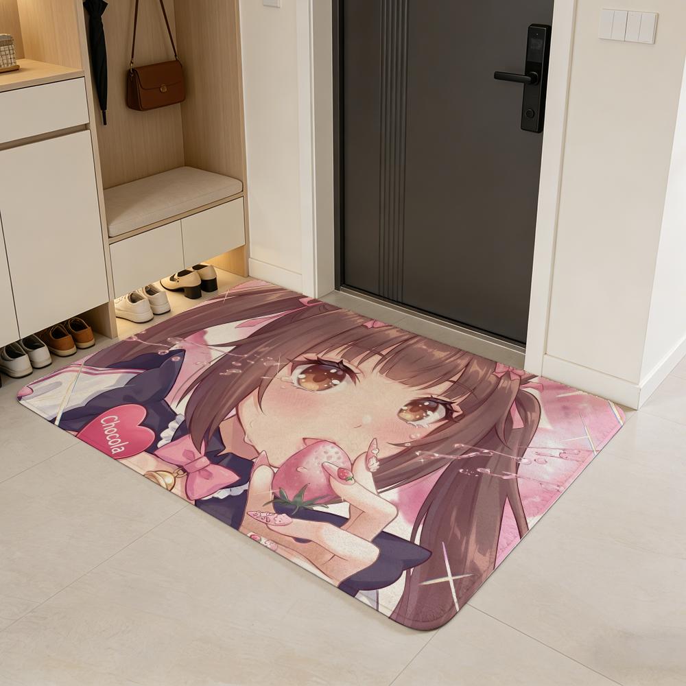 game N-Nekopara Floor Mat Flannel Door Mat Non-Slip Absorbent Washable Indoor Home Rug
