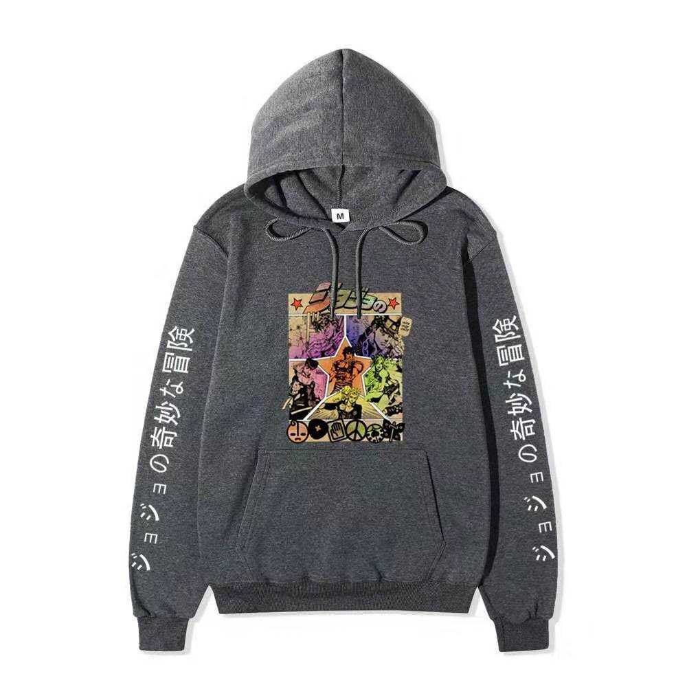 JoJo Bizarre Adventure Hoodie Unisex Fleece Sweatshirt Color Manga Print Autumn Winter Pullover