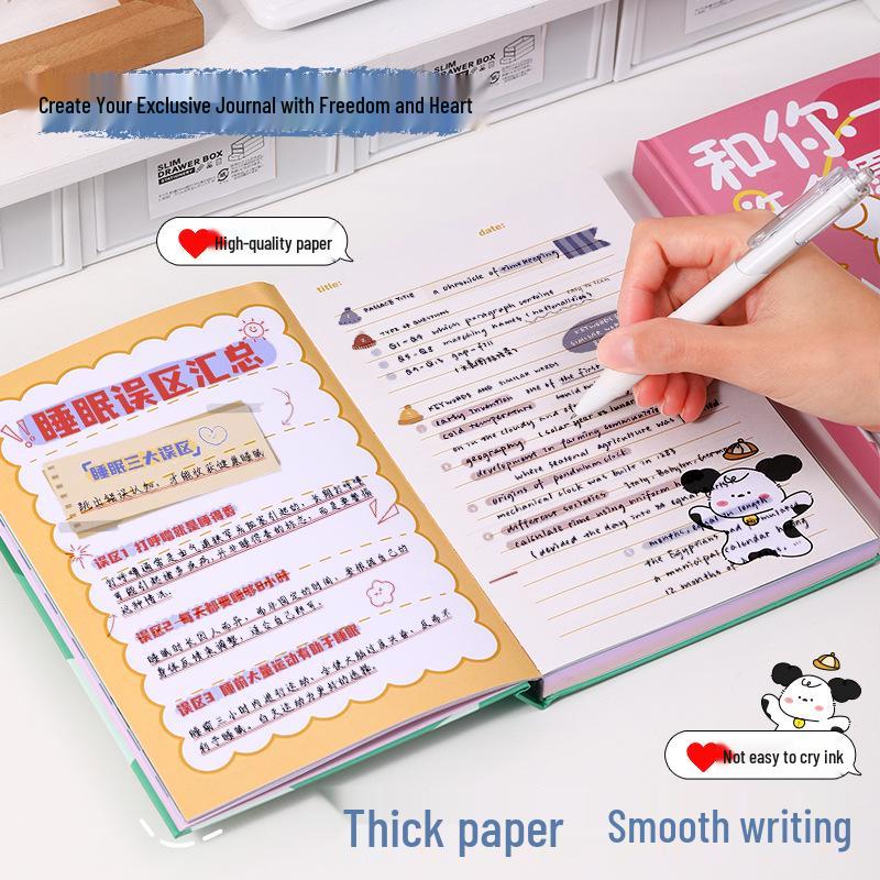 A5 Student Cartoon Notebook: Cute, Colorful, Thick Pages, Ideal for Elementary School Diary.