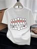 T-Shirts (kids unisex)Fun Bowling Ball Bottle Print T-Shirt, Playful Expression Cartoon Short Sleeve, Boys And Girls Casua