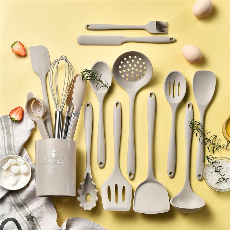 

HHO-Термостойкий силиконовый набор кухонных принадлежностей 446° F Кухонная лопатка-перевертыш, щипцы, лопатка Для использования в посудомоечной машине