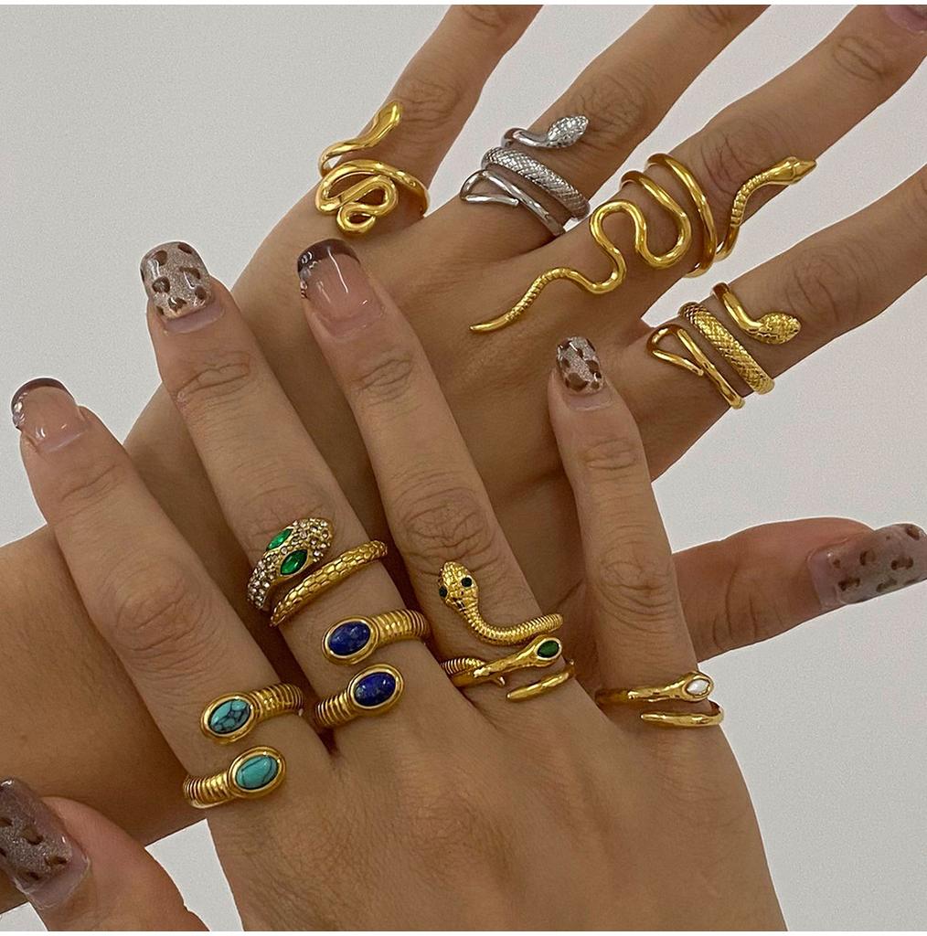 And Versatile Fashionable Stainless Steel Snake Ring Featuring Unique Geometric Shape For Women