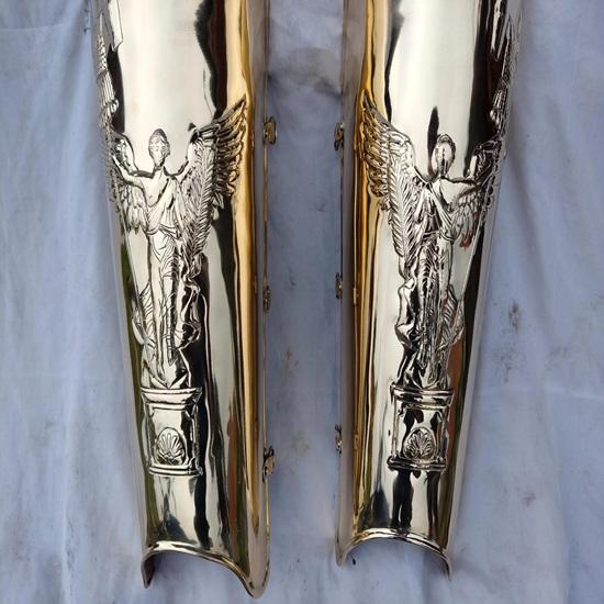 Roman Brass Greaves with Embossing Work LARP Reenactment Gift