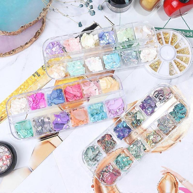 Abalone Shell Fragments for Nail Art (Style 2), Multicolor Irregular Shells, Abalone Shell Nail Art Slices Manicure
