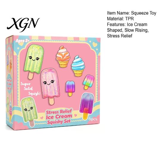 Stress Relief Squeeze Toy 6Pcs Ice Cream Ultra Soft Slow Rise Sensory Fidget Toys for Anxiety Party Favors