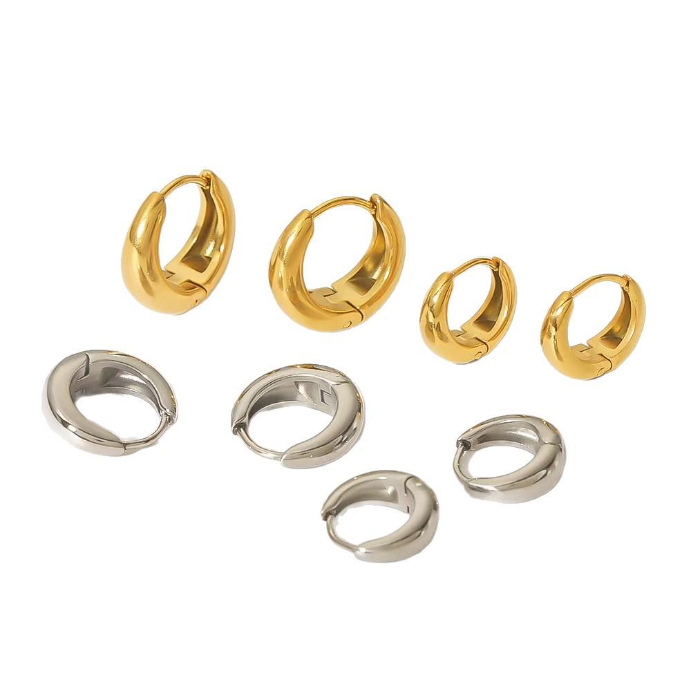 Gold-Plated Polished Brass Circle Fashion Earrings & Ear Cuff Set for Women