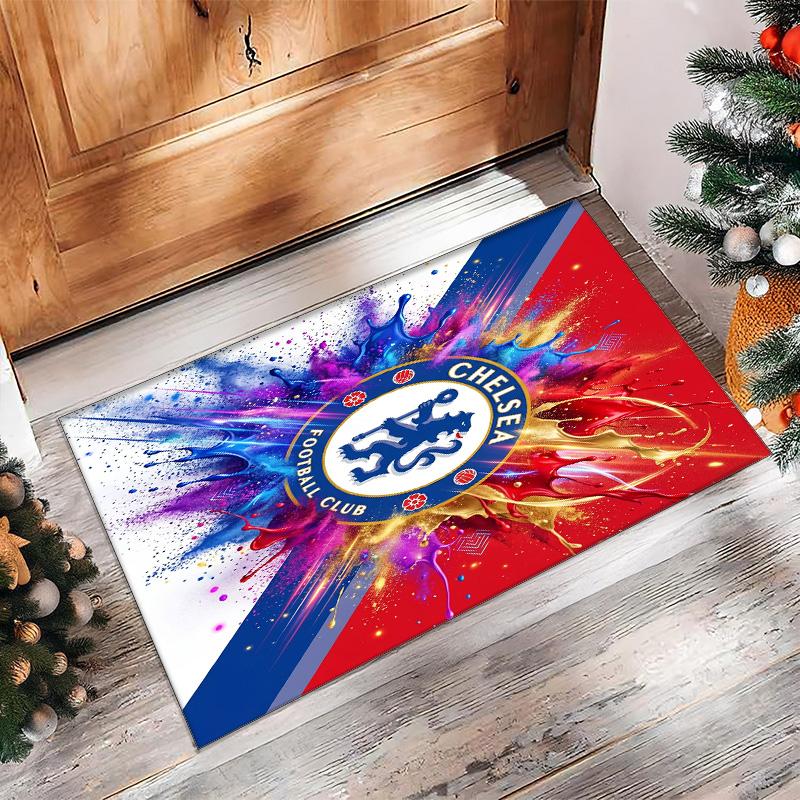 Chelsea FC Printed Flannel Area Rug Non Slip Soft Polyester Floor Carpet Indoor Decor Mat for Bedroom Living Room Sofa Game Room Home Decoration