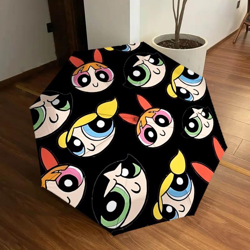 

1pc Powerpuff Girls Auto Personality Cute Umbrella | Portable Foldable 8-Rib Manual Open, Cute Halloween & Christmas Gift for Outdoor, Casual Accessor