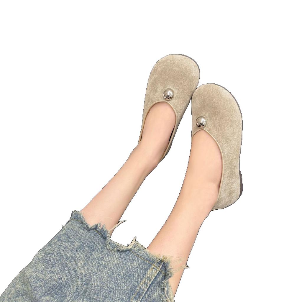 Retro Xiaoxiangfeng Single Shoes One-pedal Ladyshoes Commuter Shoes Spring and Summer French Women's Shoes Flat Grandma Shoes Doudou Shoes