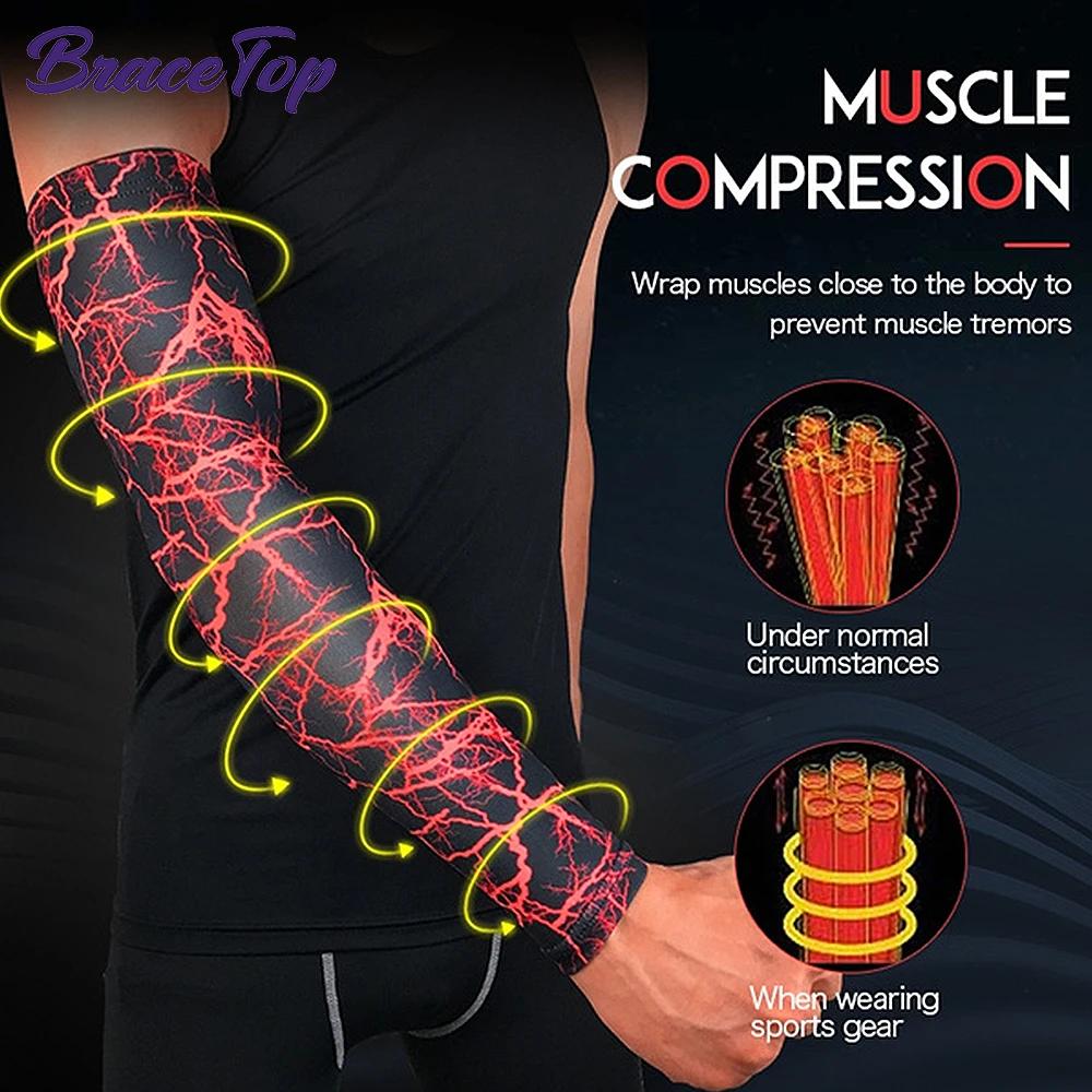 Bracetop 1 Pc Cool Arm Sleeves for Men Women UV Sun Protection Outdoor Sports Basketball Cycling Running Hide Tattoos