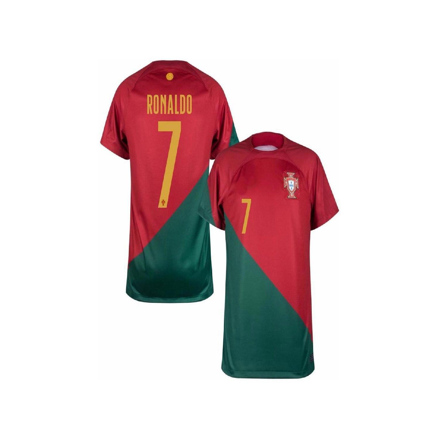 

Домашняя майка сборной Португалии по футболу для взрослых 2022 года Роналду Бордово-зеленая Португалия