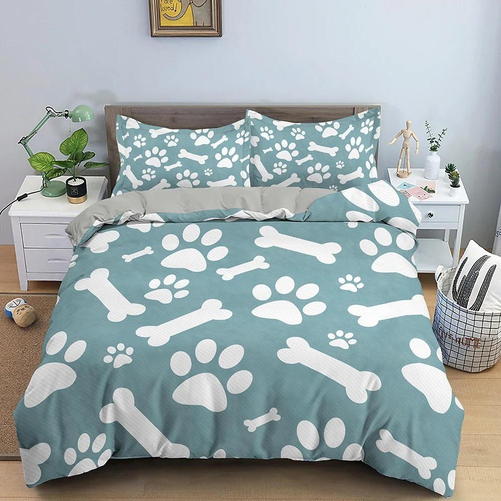 Zestaw pościeli 3D Dog Bone Zestaw poszewek na kołdrę dla dzieci Zestaw pościeli Poszewka na kołdrę 220x240 z 12 poszewkami na poduszki Zestawy pościeli Twin Queen