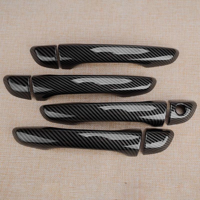 1 Set Car Carbon Fiber Style ABS Exterior Door Handle Cover Trim Fit for Hyundai Elantra 2017-