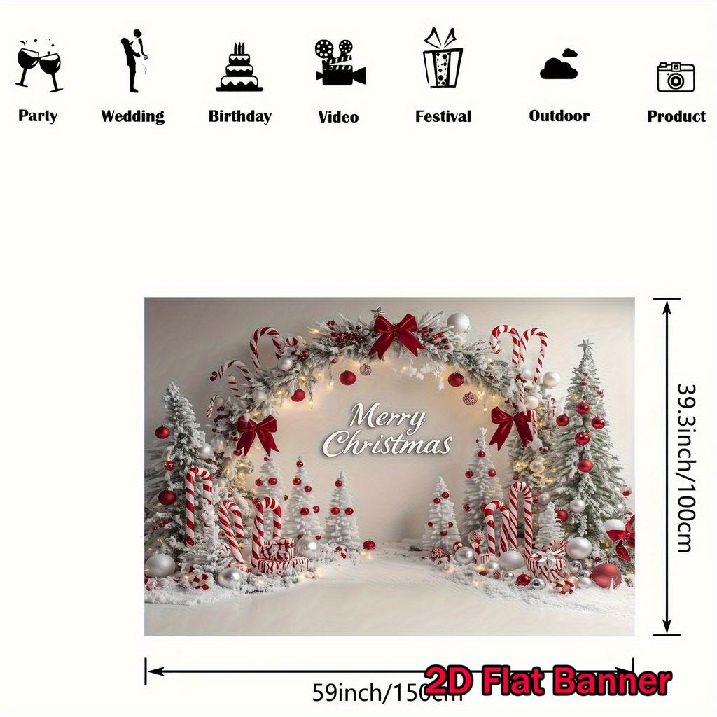 Christmas Snowy Trees Decoration Background Winter Backdrop Decorations For Photo Studio Photo Booth Christams Party