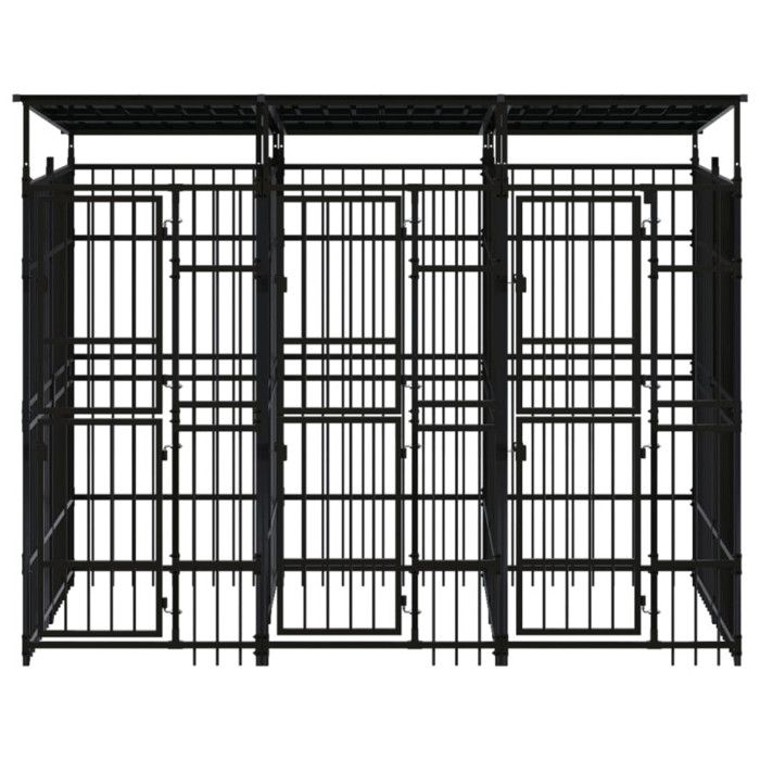 VidaXL Chenil d'Extérieur avec Toit pour Chiens Acier 5,53 m² Cage Enclos 3097948