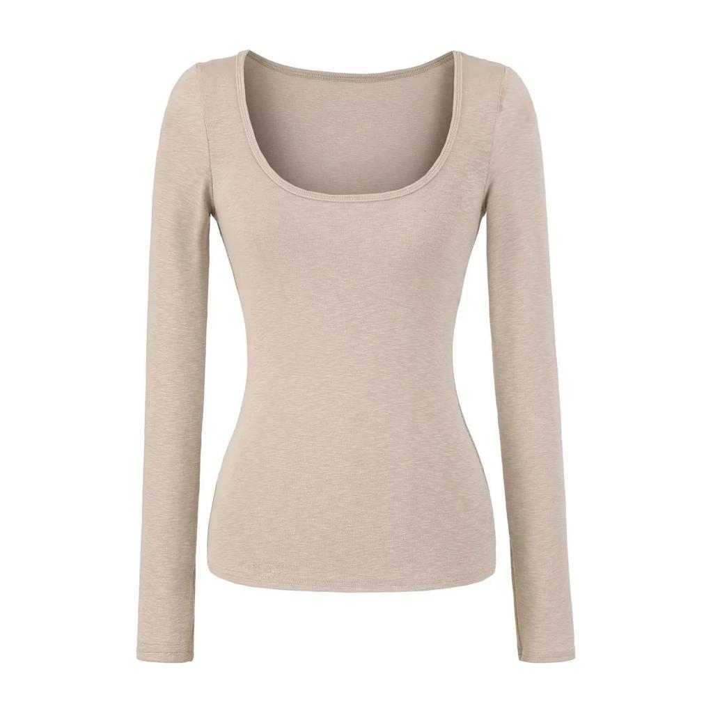 American Spice U-Neck Snowflake Cashmere Long-Sleeve Women's Slim Fit T-Shirt for Spring/Autumn