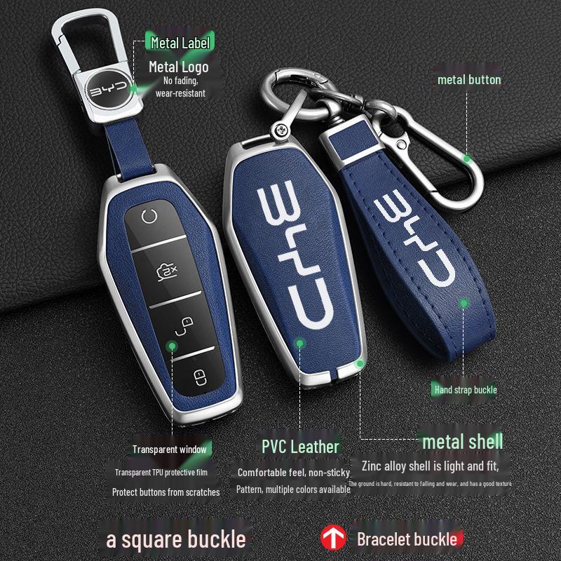 BYD Han Key Case for Qin Pro, Song Max, New Energy, Tang, Song Plus - Metal Shell Car Bag Buckle.