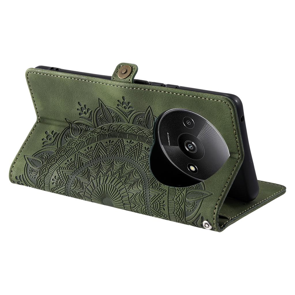 Style 016 For Xiaomi Poco C61 4G/Redmi A3 4G Case Skin Feel Totem Imprinted Wallet Leather Phone Cover