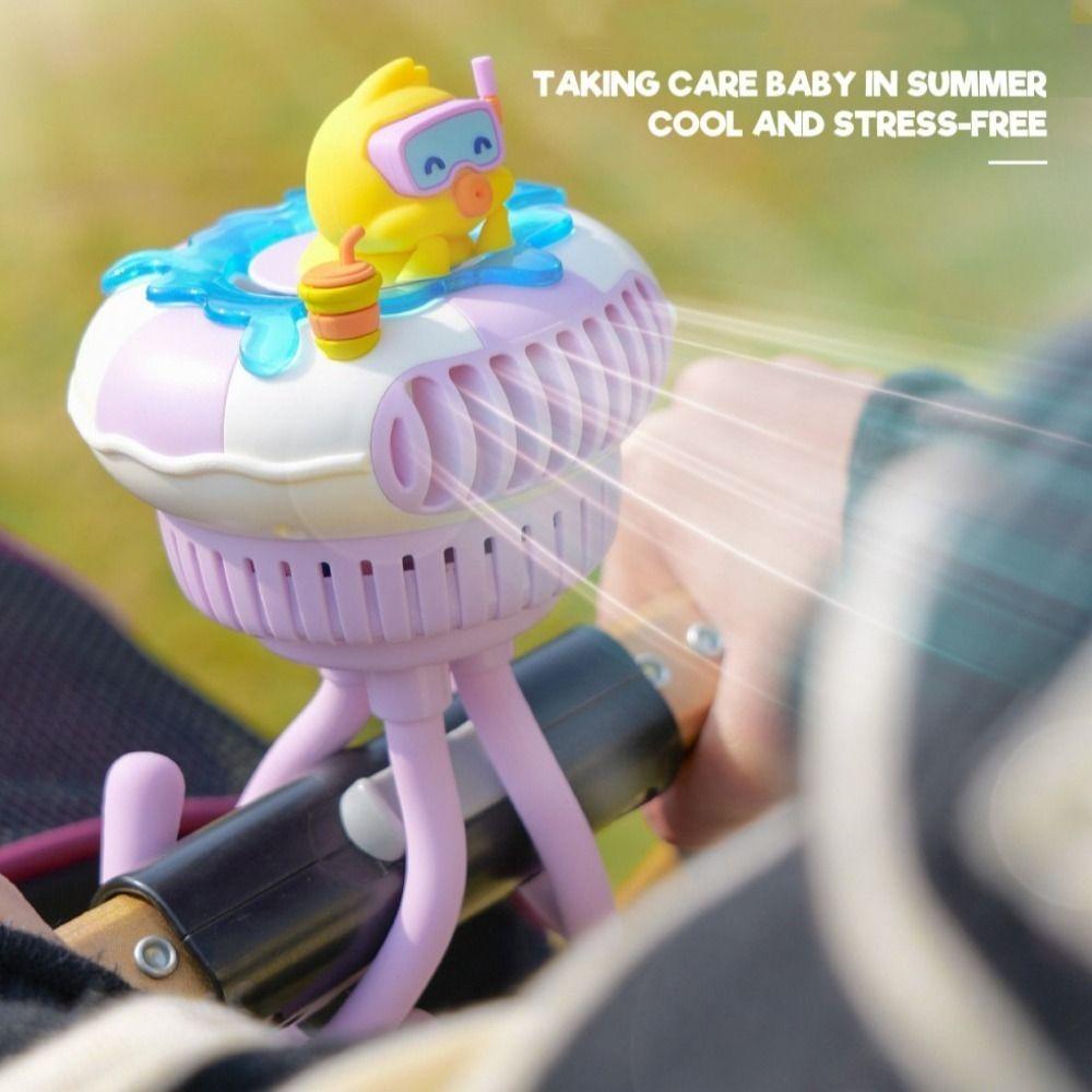 USB Rechargeable Portable Baby Stroller Fan Octopus Handheld Electric Fan Kids Pram