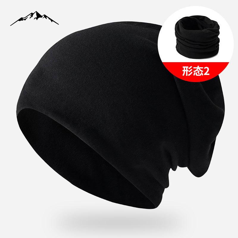 

Autumn and winter cotton bare body stacking hat outdoor versatile scarf pullover hat warm and comfortable confinement twist hat One Size чорний