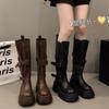 Comfortable and versatile thick-soled boots, belt buckle design sense, fashion sense, dopamine boots, thick legs, fat mm winter and autumn