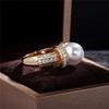 925 Sterling Silver Pearl Gold Color Wedding Rings Women Shiny CZ Romantic Marriage Ceremony Party Ring Fashion Accessories