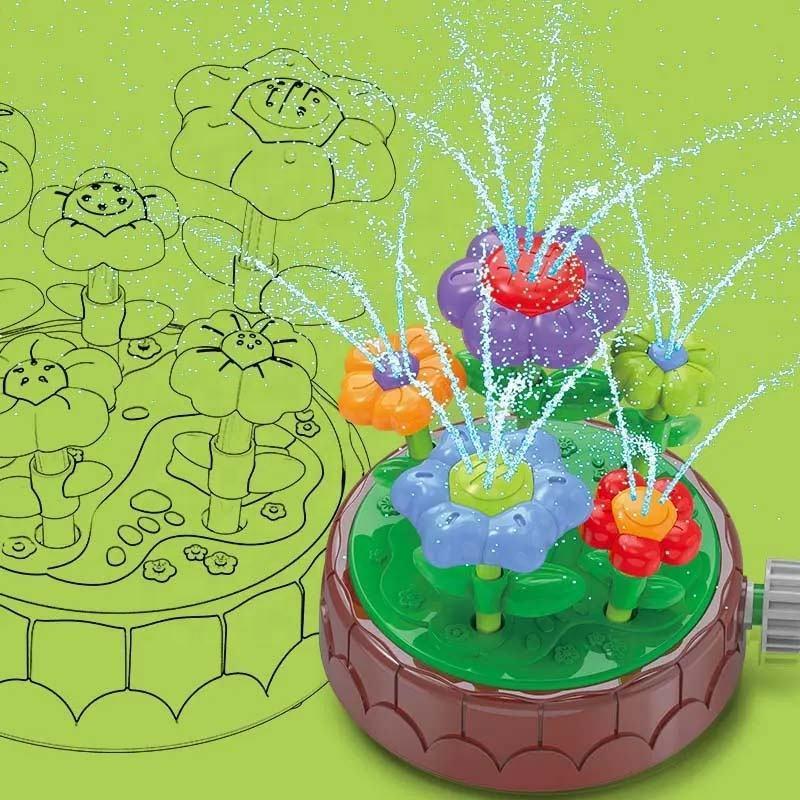 1Set Kids Flower Water Sprinkler Toy, Plastic Colorful Outdoor Water Spray Toy, Summer Backyard Lawn Garden Play
