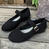 Large size hollow buckle low heel single shoes women's new cloth ballet shallow beanie shoes