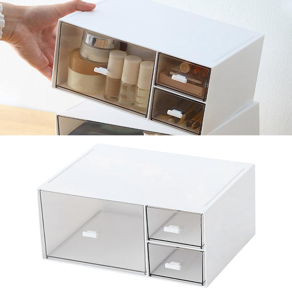 Large Desk Organizer Drawers Multipurpose Clear Stationery Cosmetic Storage Bins for Office Vanity